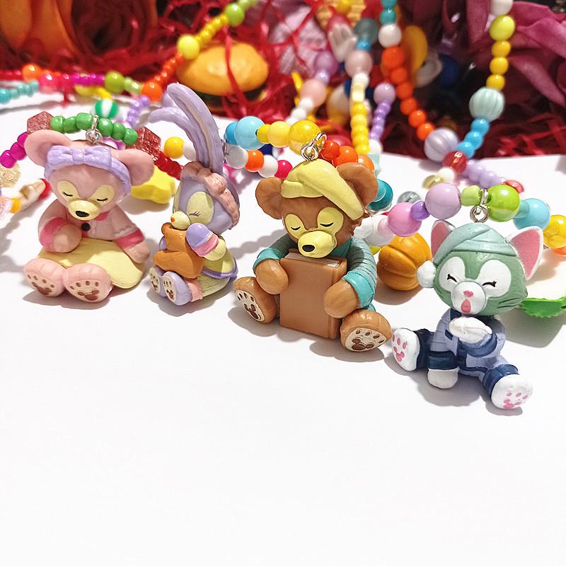 Colorful Cartoon Beaded Choker Necklace for Children Featuring Duffy Bear, ShellieMay, and StellaLou with Painter Hat.