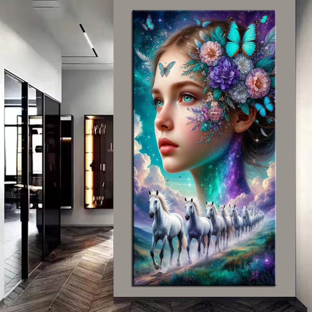 Beautiful Girl with Flowers and Leopard DIY Diamond Painting Cross Stitch Full Drills Diamond Mosaic New Collection Home Decor