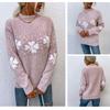 Women S Christmas Snowflake Knit Sweater Half High Neck Casual