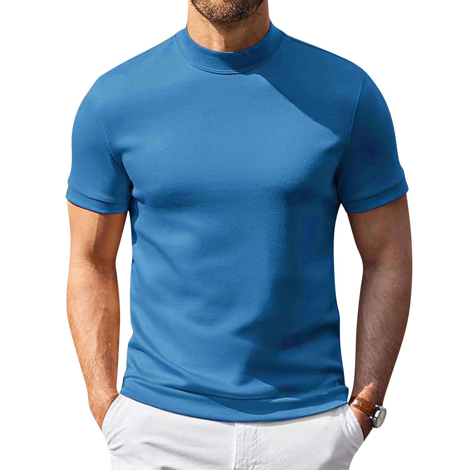 Heima C Heren Korte Mouw Turtleneck T-shirt Lichtgewicht Ademend Stretch Pasvorm Basislaag Top voor Casual en Actieve Kleding M ?yaan