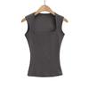 Women's Square Neck Sleeveless Slim Fit Crop Tank Top Solid Color Casual Basic Vest