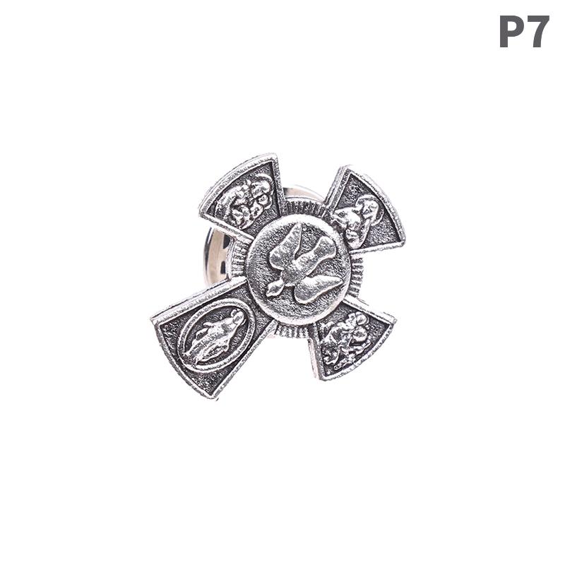 1Pc Catholic Christian Jerusalem Cross Brooch Badge Religious Jewelry Halo Gifts