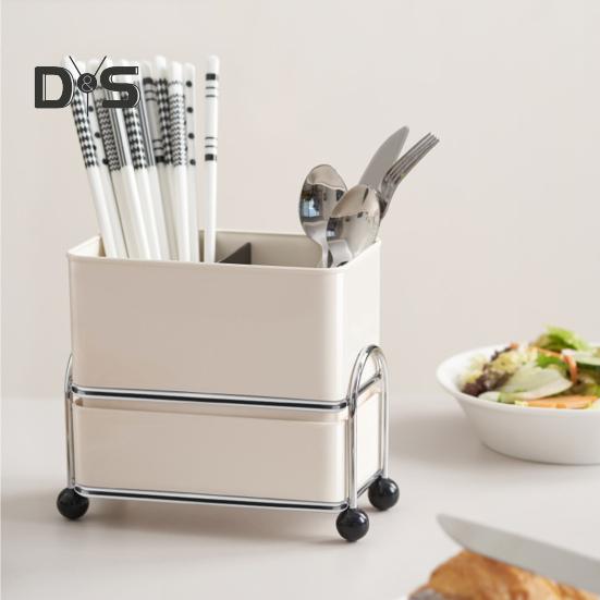 Suport pentru ustensile de bucătărie pentru blat, lingură din plastic, bețișoare, furculiță, scurgere raft, multifuncțional, compartiment pentru depozitare tacâmuri, cutie