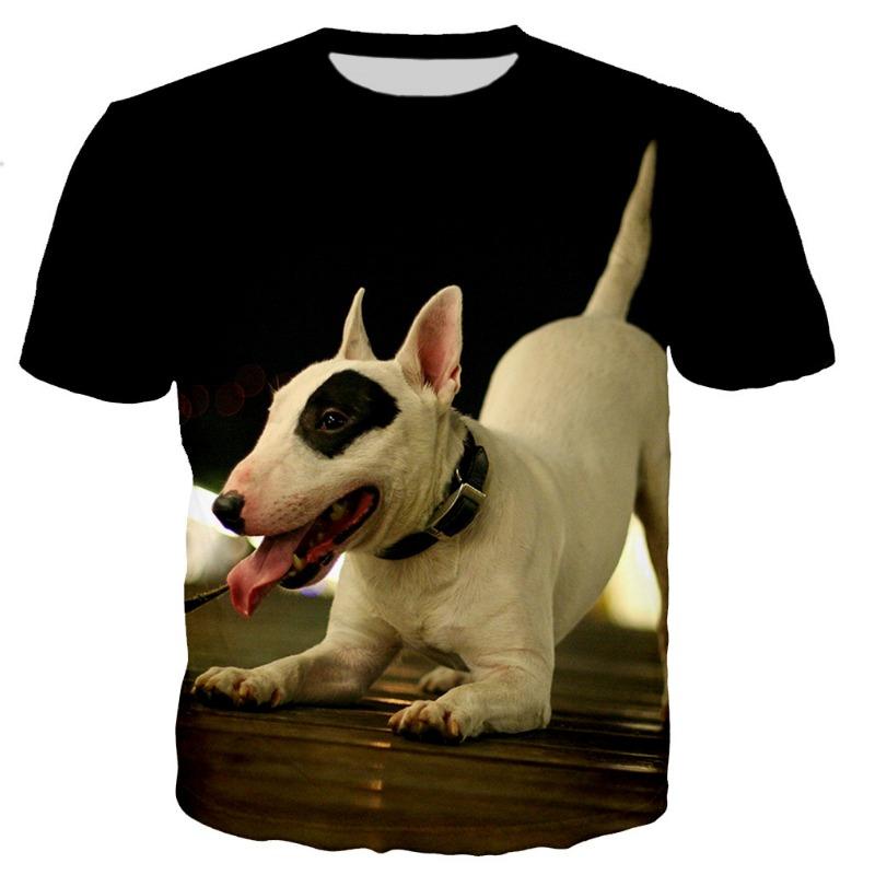 Funny Bull Terrier 3d Print Cute Dog Pattern Men Ladies Kids Harajuku T Shirt Street Breathable Lightweight Summer Sports Top