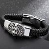 Punk Rock Brățară cu cap de leu din oțel inoxidabil pentru bărbați 11 MM Benzi din piele pe mână Accesorii pentru bărbați Bandă de braț