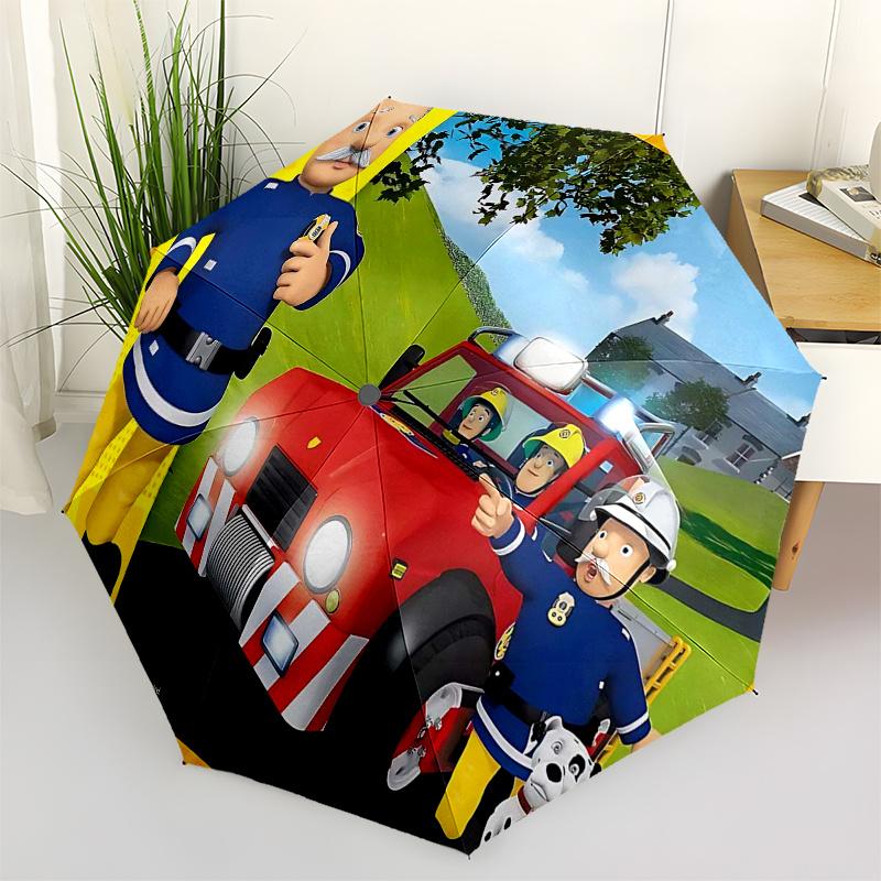 

Fireman Fire trucks Themed Travel Umbrella-8 Ribs Automatic Opening and Closing, Portable Folding Design, Compact and Stylish Umbrella Suita