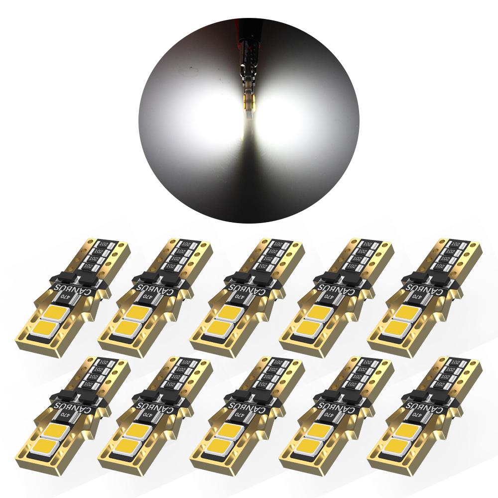 10PCS W5W LED T10 LED Bulb Canbus For BMW Opel Car Parking Dome Lights Interior Map Dome Lights 6500K Warm White Ice Blue Purple Dome Lights 6