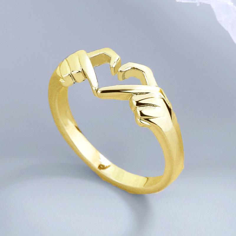 Retro Love Open Ring Female, Fashion Temperament Simple Metal Ring, Hand Than Love Ring
