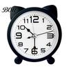 Silent Movement Desk Clock Cat Ear Alarm for Kids, Non-Ticking Metal Analog Small Clock, Battery Powered Home Office Decor Easy To Read