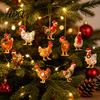 Funny Chicken Exchange Gifts for Friends Mini Christmas Ornament Cute Rooster with Santa Hat Wooden Xmas Tree Rustic Hanging Decor Decoration,