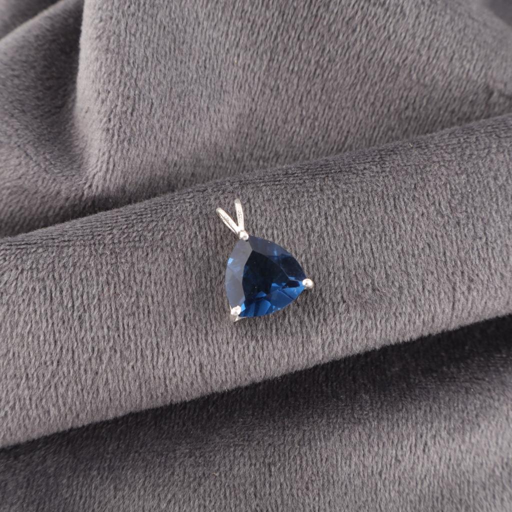London Blue Topaz Gemstone 925 Sterling Silver Jewelry Handmade Pendant 0.58" CZP-15-3