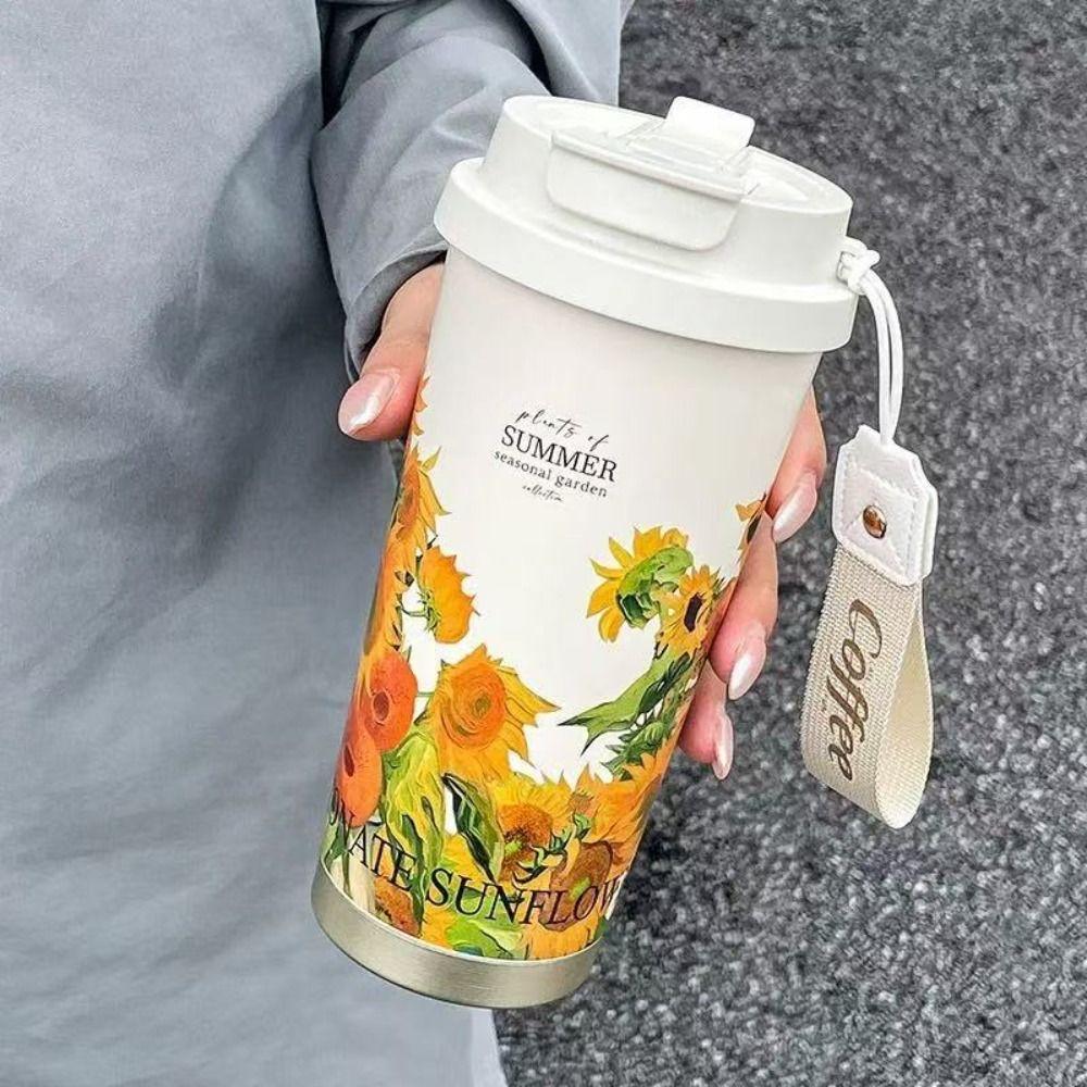 500ML Coffee Vacuum Flask Stainless Steel Coffee Thermos Mug Cute Travel Thermal Cup  Coffee Tea
