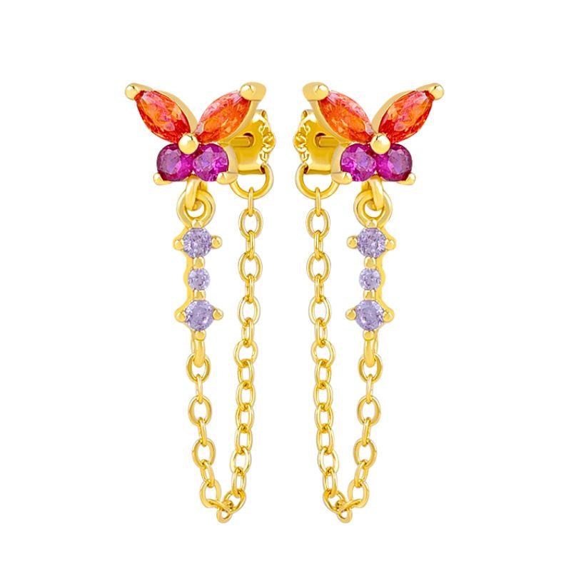 925 Silver Needle Long Chain Stud Earrings For Women Exquisite Zircon Geometric Tassel Pendant Earrings Luxury Jewelry