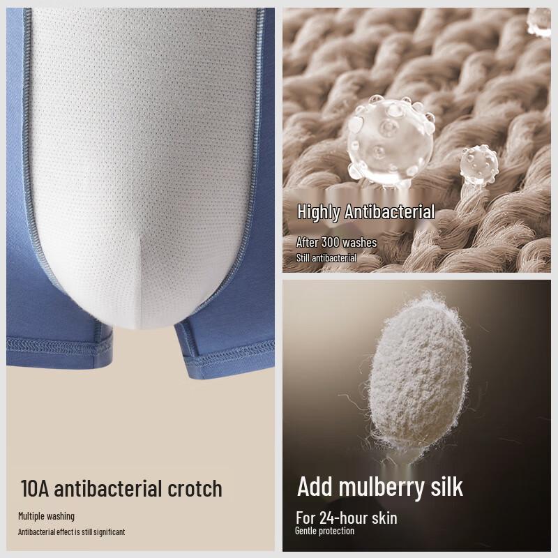 Hodo Men's Goji Berry Infused Cotton Silk Antibacterial Boxer Briefs 3-Pack