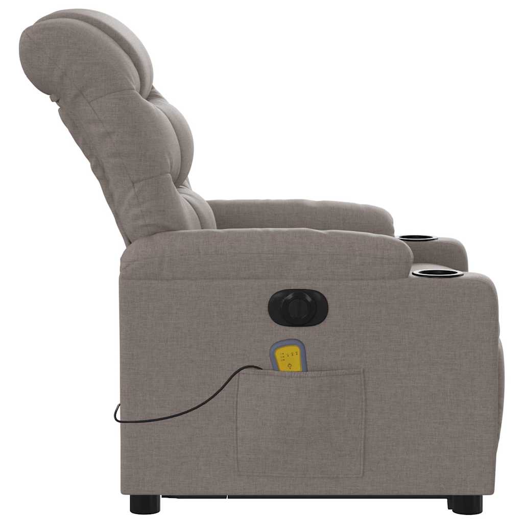 Electric Massage Recliner with Rising Function Taupe Fabric