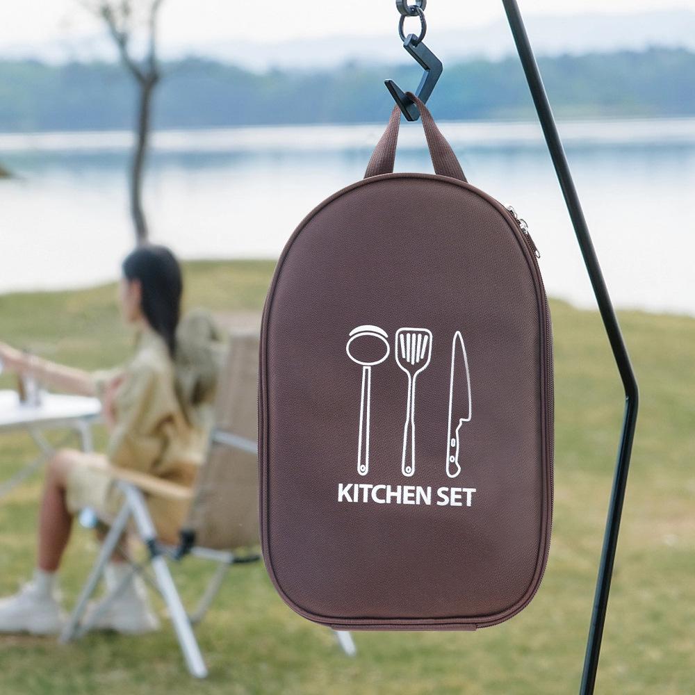 1Pc Outdoor Cookware Portable Oxford Cloth Storage Bag for Camping and Kitchenware Storage
