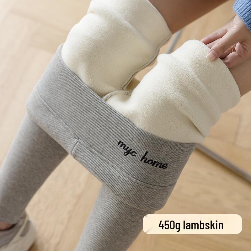 Damen Lammwoll-Leggings mit hohem Bund und Samtfutter - Warme, dicke, kältebeständige Winterhose