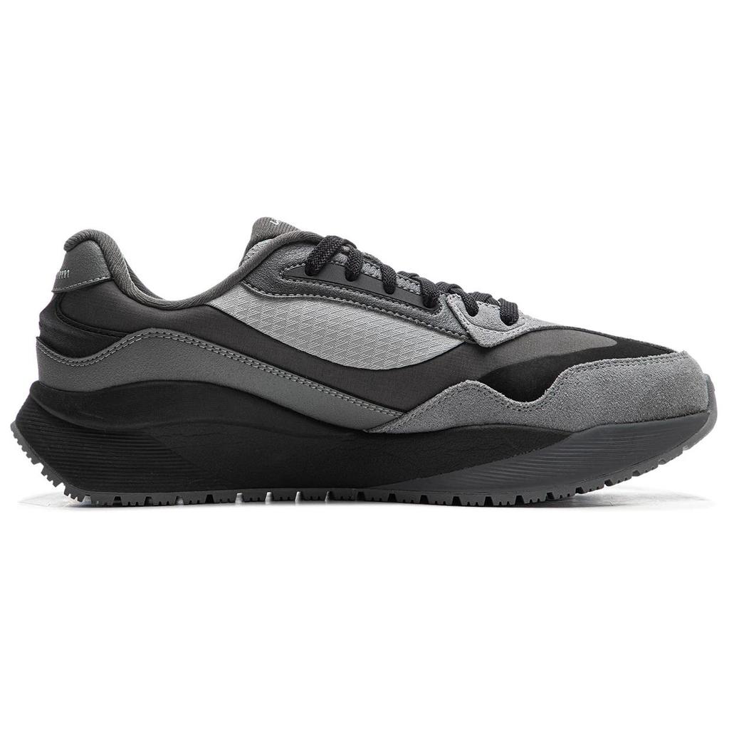 LiNing 2.0 Clásico Cómodo Antideslizante Duradero Zapatillas Casuales de Caña Baja para Hombre Gris Negro AGCU351-1