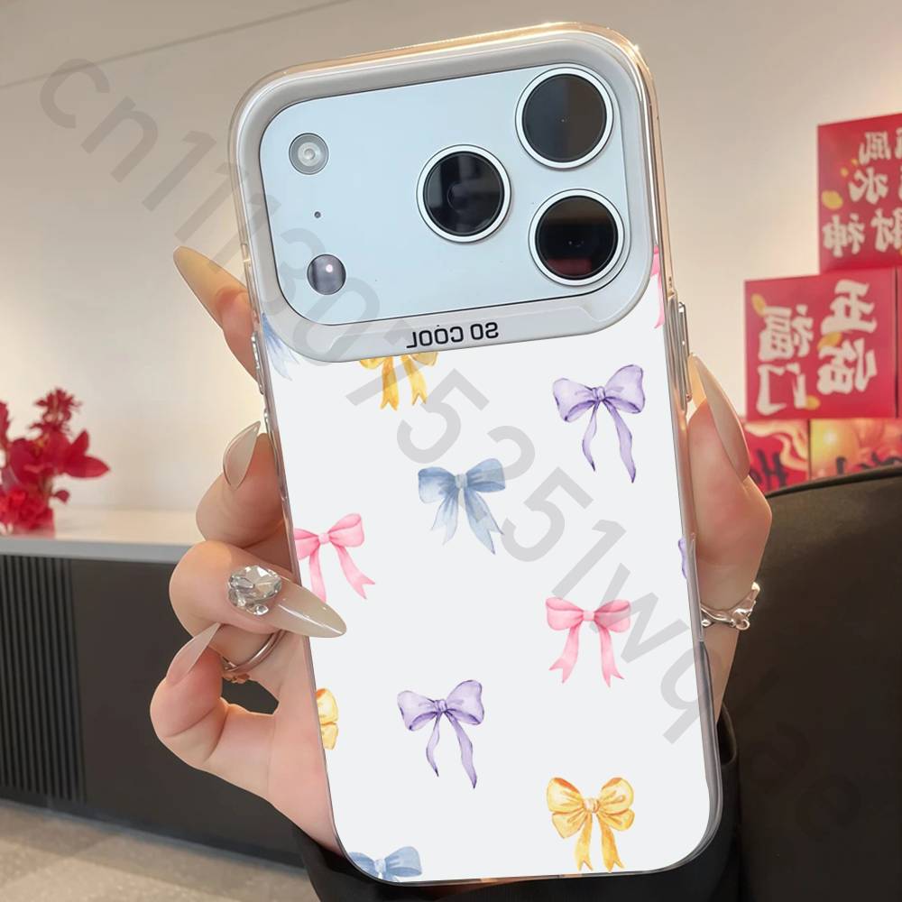 Bunter Schleifen-Aufdruck IMD Hülle für iPhone 17 16 15 14 13 12 11 Pro Max air plus Stoßfest Beschichtet Mattes TPU Funda
