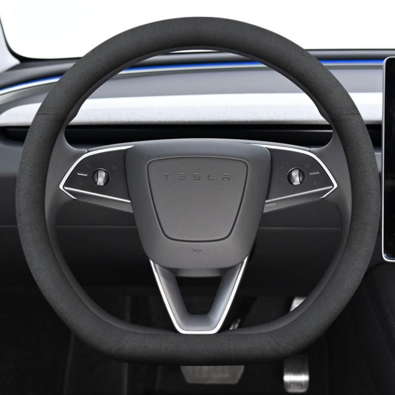 Housse de volant en cuir véritable pour Tesla Model 3 Y Diamètre 38 cm Style Sport Universelle