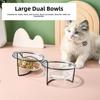 400ml Double Glass Bowl Glass Cat Dog Bowl with Iron Frame Gold Stand Raised Water Feeder Bowl Puppy Food Bowl Cat and Dog