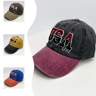 Washed Old Embroidered Baseball Cap Embroidered Baseball Cap European and American Retro Versatile Sun Protection Baseball Cap