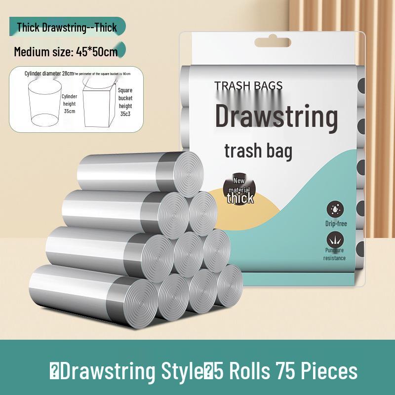 Durable Large Drawstring Trash Bags for Kitchen, Living Room & Office - Tear-Resistant, Thick, Hand-Held Plastic