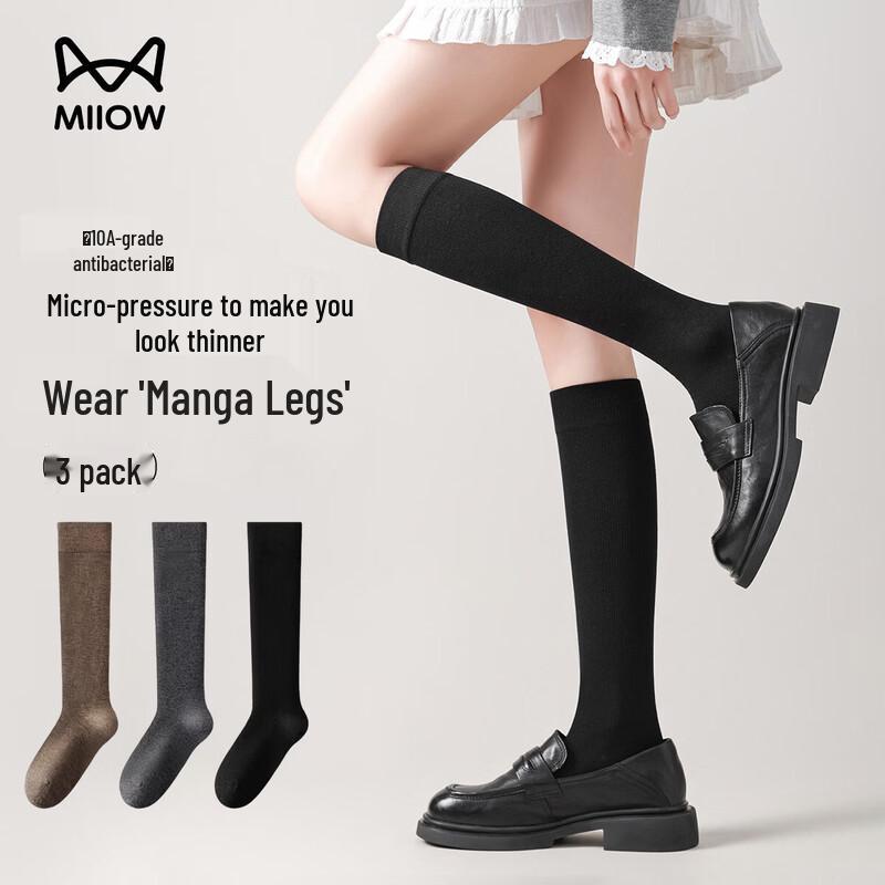 Maoren Women s 100% Cotton Anti-Odor Over-the-Calf Socks, 3-Pack One Size