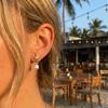 Bohemia Metal Shell Starfish Pearl Drop Earrings For Women Gold Color Sea Shell Dangle Earring Beach Party Jewelry Accessories
