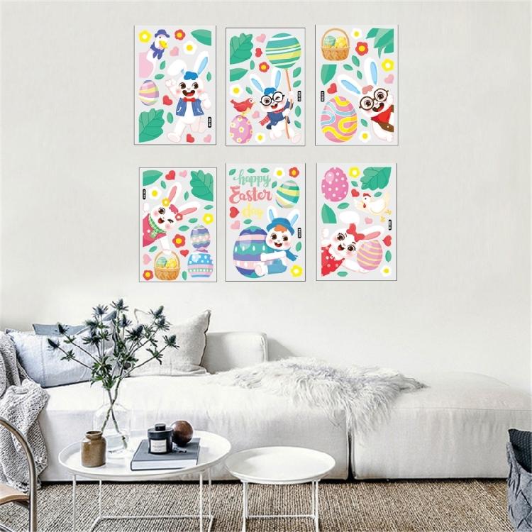Easter Cartoon Rabbit Static Cling Sticker Window Clings for Homes, Kitchen,
