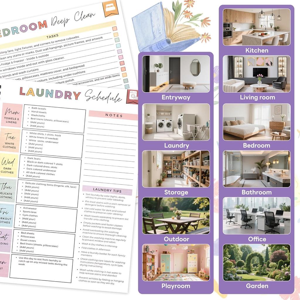 Adhd Planner Daily Cleaning Organizer - 2025 Chore Chart Schedule and Checklist - Adhd Household Needs Organization Weekly Monthly Yearly Home Family