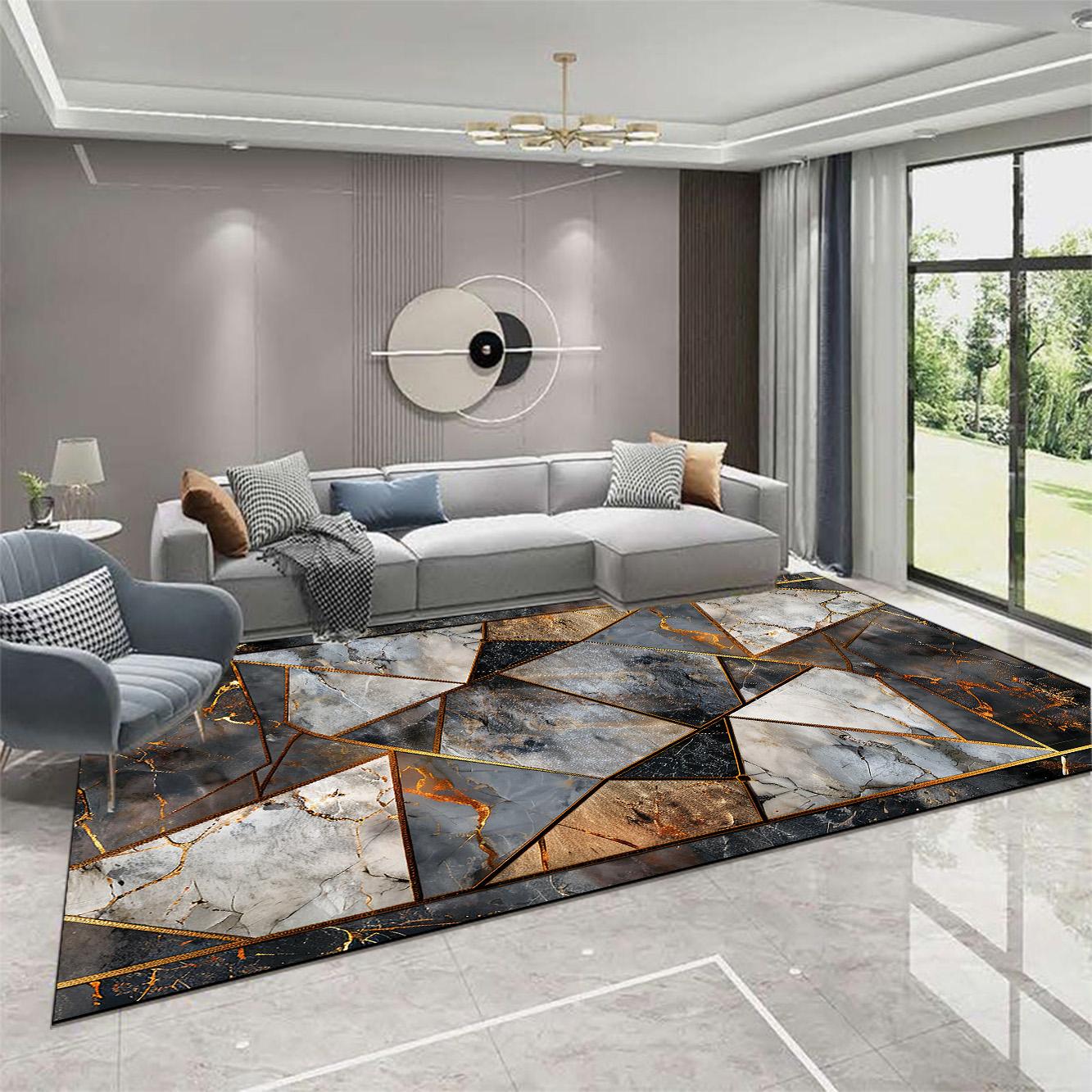 Abstrakter Stil Wohnzimmerteppich Große Flächenteppiche zur Schlafzimmerdekoration Zuhause Europäische Tatami-Matte Rutschfest Waschbar Anpassbar 60*90cm