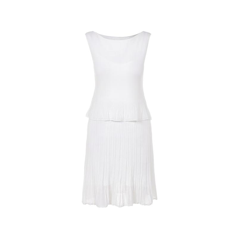 

LANGZI Women s Sleeveless Ruffle Knit Dress S