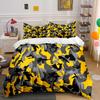 Yellow Background with Black-gray Camouflage Bedding Set for Kids Luxury Gift 3pcs Digital Print Comforter Set Soft Comfortable