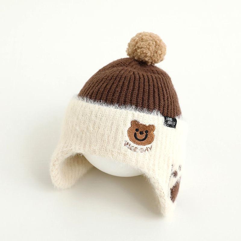 Autumn and Winter Ear Protection Children's Hats, Warm Windproof Pullovers, Boys and Girls Jacquard Wool Hats, Baby Knitted Hats