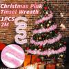 Pink Pink Tinsel Garland Shiny Christmas Party Props Christmas Snowflake Pendant  Christmas Decor