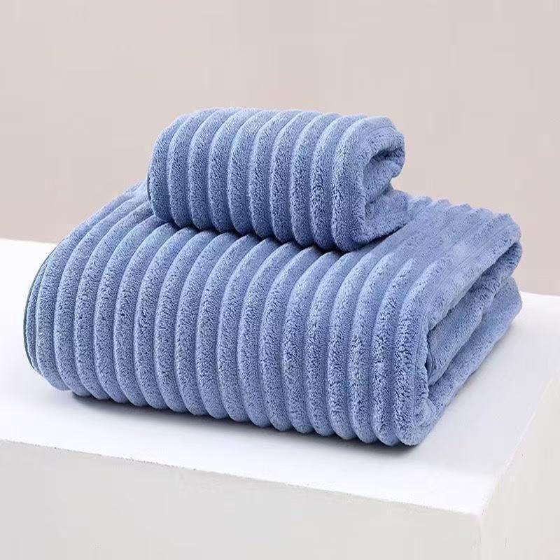Coral Fleece Candy Stripe Quick-Dry Bath Towel - Absorbent & Soft Towel 35*75cm синий