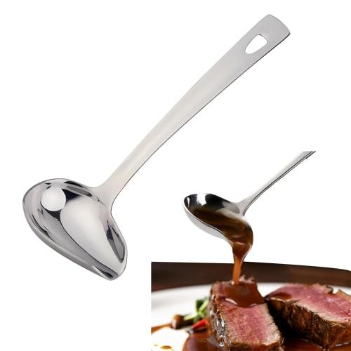 RICISUNG Stainless Steel Horizontal Ladle, 22cm Long, Hygienic, Durable, Easy To Clean, Dishwasher Safe, Rust Resistant, Cookware