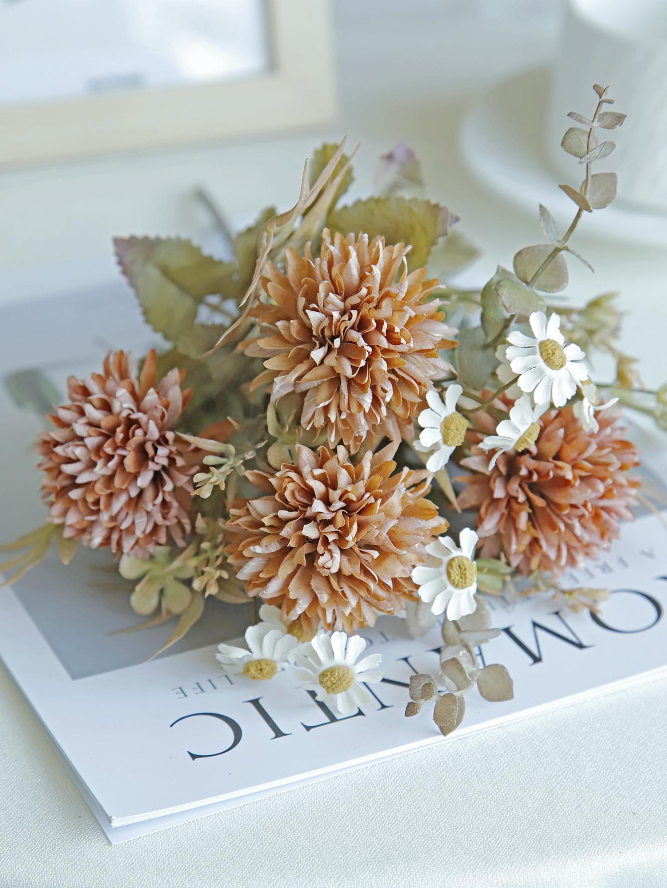 

1Pc Silk Chrysanthemum Artificial Flowers Diy Wedding Home Christmas Room Decor Bridal Bouquets Table High Quality Vases Fillers 1PC оранжевый