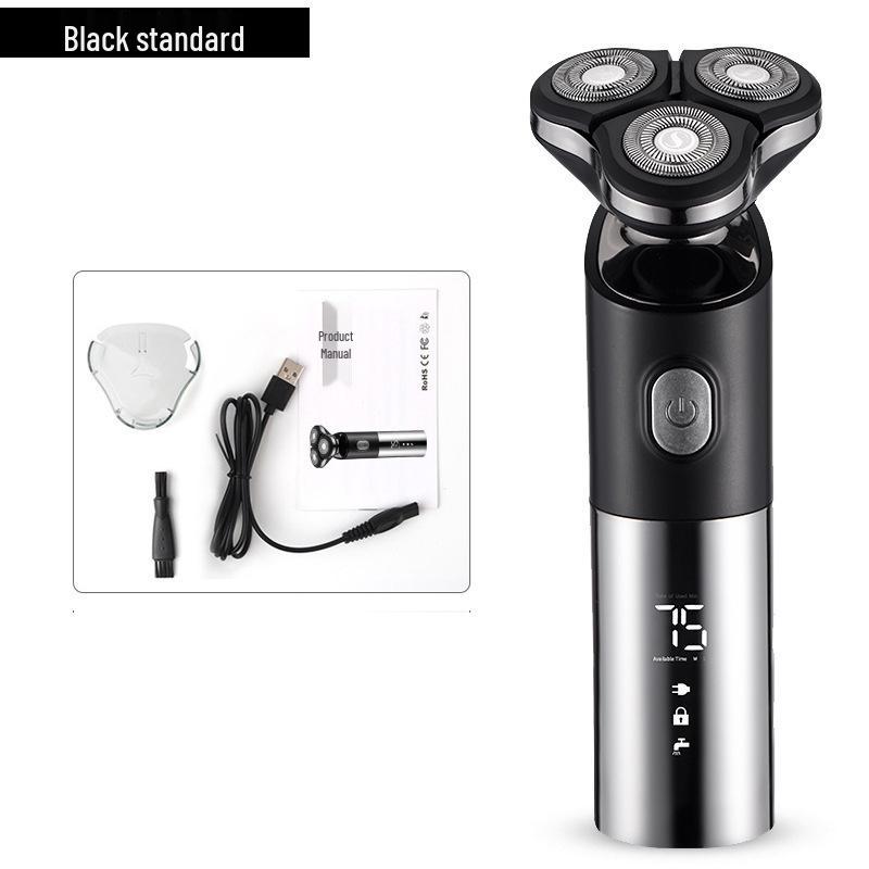 Men s Rechargeable Electric Shaver: Water Washable, Three-Blade Rotary Beard Trimmer Neutral Packaging
