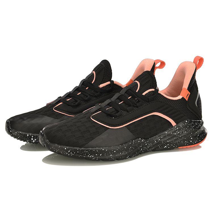 Li Ning Crazy Run Lightweight Shock Absorbing Running Shoes Women sneaker Black Orange ARHP022-4