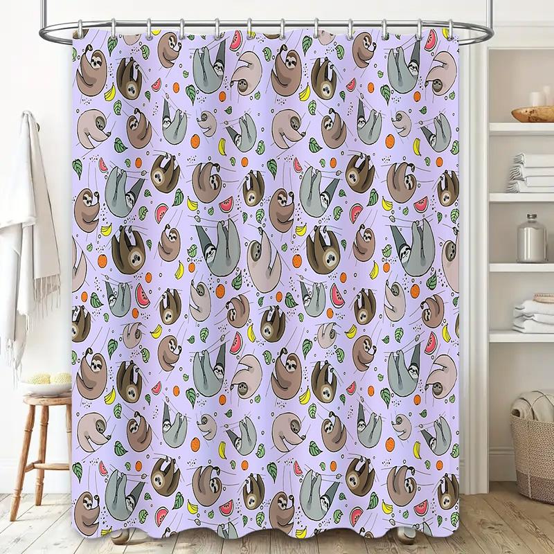 Cute Fruit Shower Curtain Tropical Watermelon Pineapple Banana Pattern Bathroom Decor Farmhouse Style Home Textile Quick Dry
