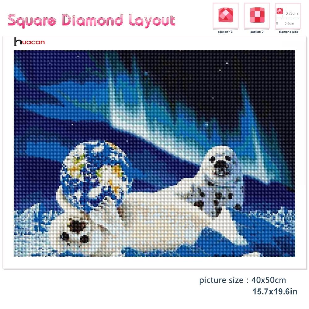 

Huacan Diy алмазная живопись печать земля квадратная/круглая Алмазная мозаика животное снег вышивка Аврора Алмазная художественная наклейка Декор Full Square 20*30 cm