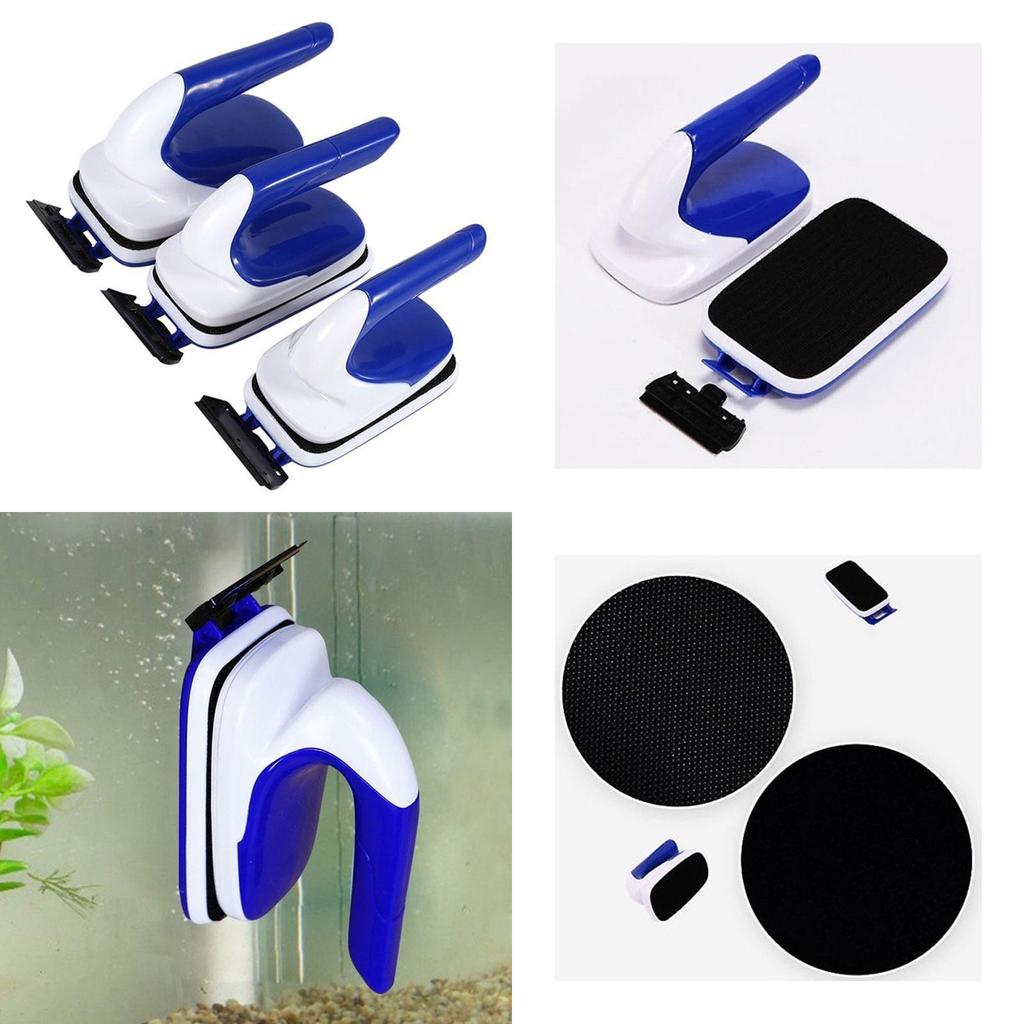 Magnetic Clean Brush Aquarium Fish Glass Tank Algae Cleaner Scrubber Floating With Antiscratch Pad