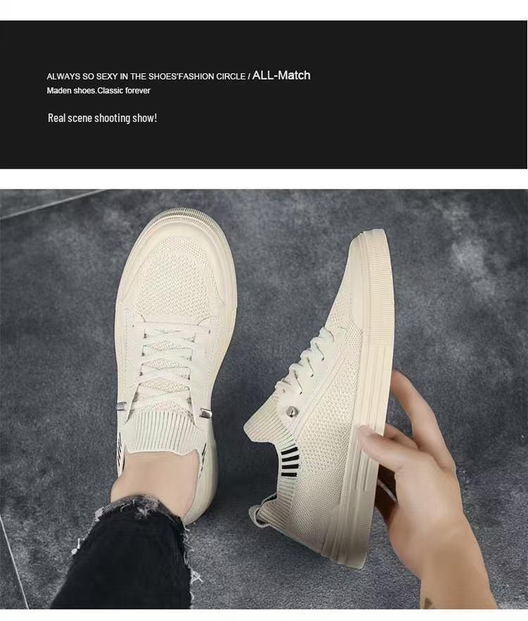 Men's Summer Breathable Knitted Flat Shoes - Lightweight, Soft Sole, Casual Sports Mesh Sneakers