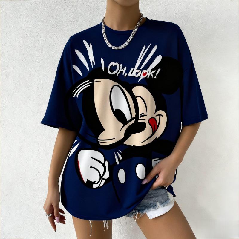 2025 Sommer Mickey Maus Oh Schau Aufgedrucktes Damen T-Shirt Disney Cartoon Grafik-T-Shirt Oversized Vintage Streetwear Mode Y2k Oberteile