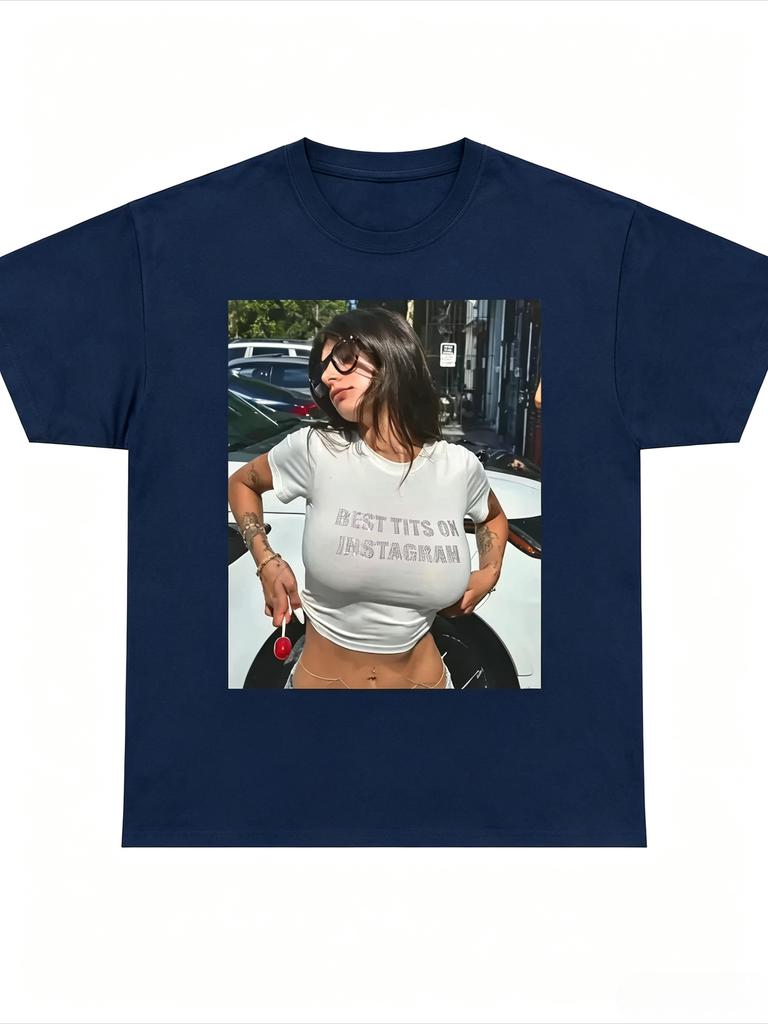 2026 Cotton Tee Harajuku Mia Khalifa Shirt Aesthetic Girls Clothes Graphic T Shirts Y2k Top Same Style For Couples
