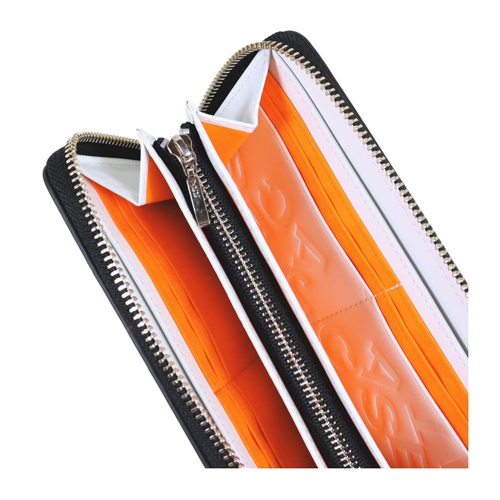 Long Wallet Round Zipper Genuine Leather Zip 023623 Long Wallet Leather Cowhide Metal Foil Vintage Style Black [Castelbajac] Men's [01]