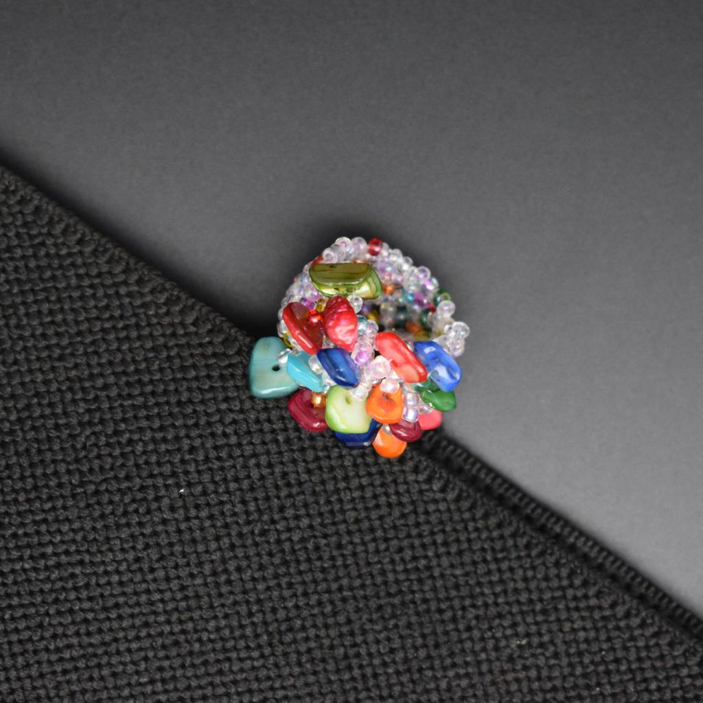 Ethnic Multi-color Stone and Bead Bohemian Ring