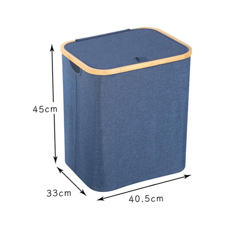 Foldable Bamboo Laundry Basket with Lid and Inner Bag for Bedroom or Bathroom